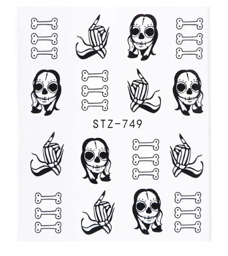 Наклейки на нігті Хелловін Скелет 5 на 6 см чорний Київ - фото 1