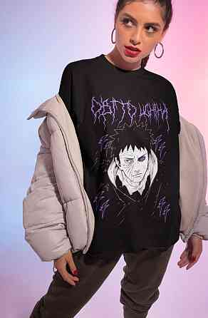 Футболка з аніме принтом Наруто оверсайз (S/M/L) Чорний AnimeJ0846 Дніпро