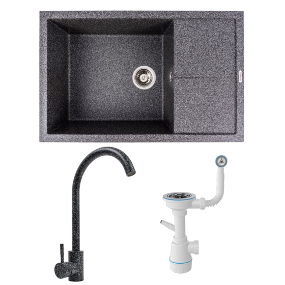 VALESO Комплект: Мийка гранітна 7950 CALYPSO VALESO + Змішувач Q411MB + Сифон (Графіт) Киев