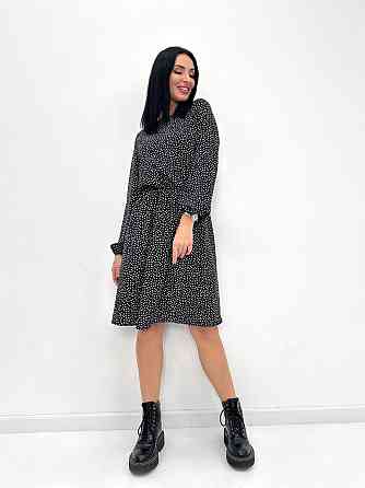 Женское платье в горошек с длинными рукавом Virginia 42-44, Черный Киев