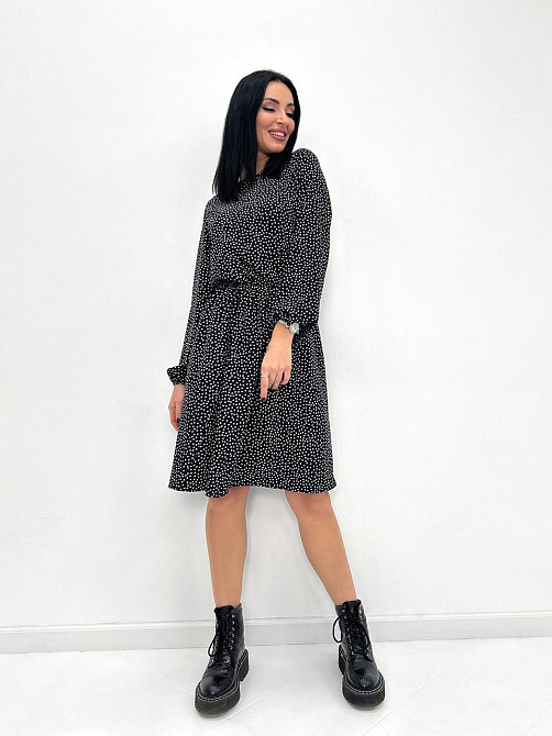 Женское платье в горошек с длинными рукавом Virginia 42-44, Черный Киев - изображение 3