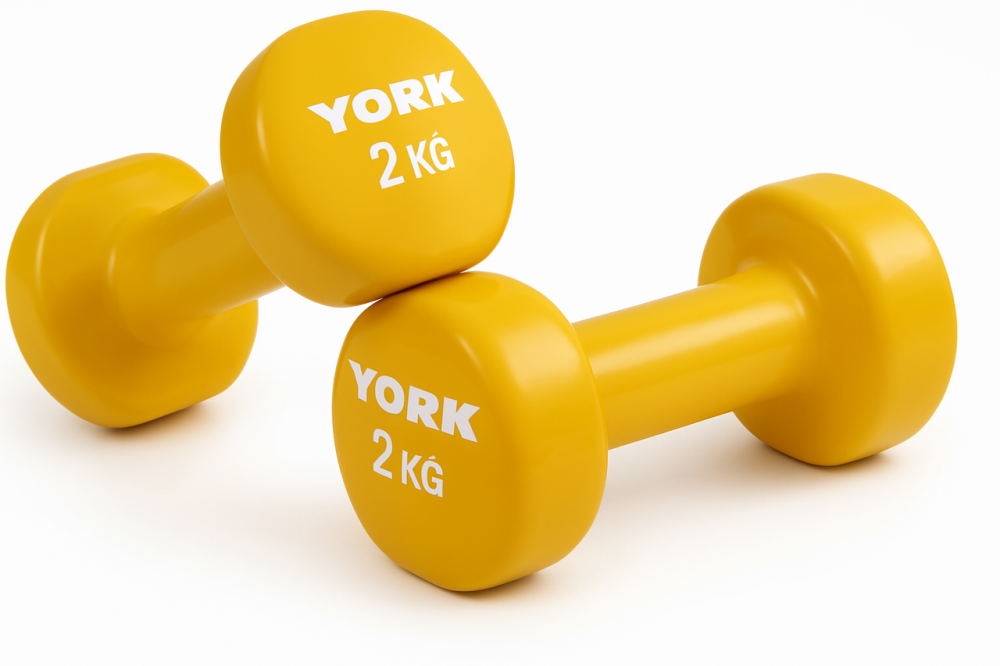 Гантелі для фітнесу вінілові круглі York Fitness 2х2кг жовтий Киев - изображение 1