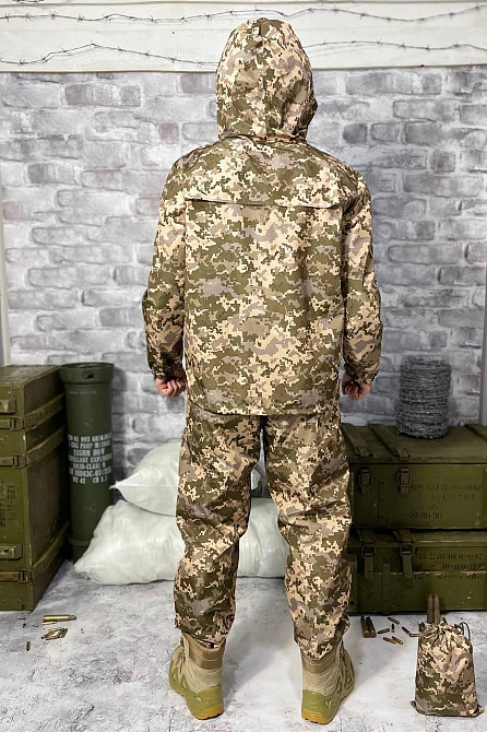 Военный тактический дождевик пиксель , водонепроницаемый маскировочный костюм куртка брюки пиксель Львов - изображение 3