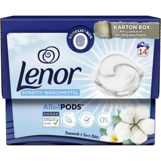 Капсулы для стирки Lenor All In 1 Cotton & Tiare Flower 14 шт Львов