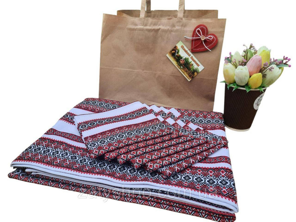 Вышитая  скатерть с салфетками  машинная вышивка 120*140 Киев - изображение 1