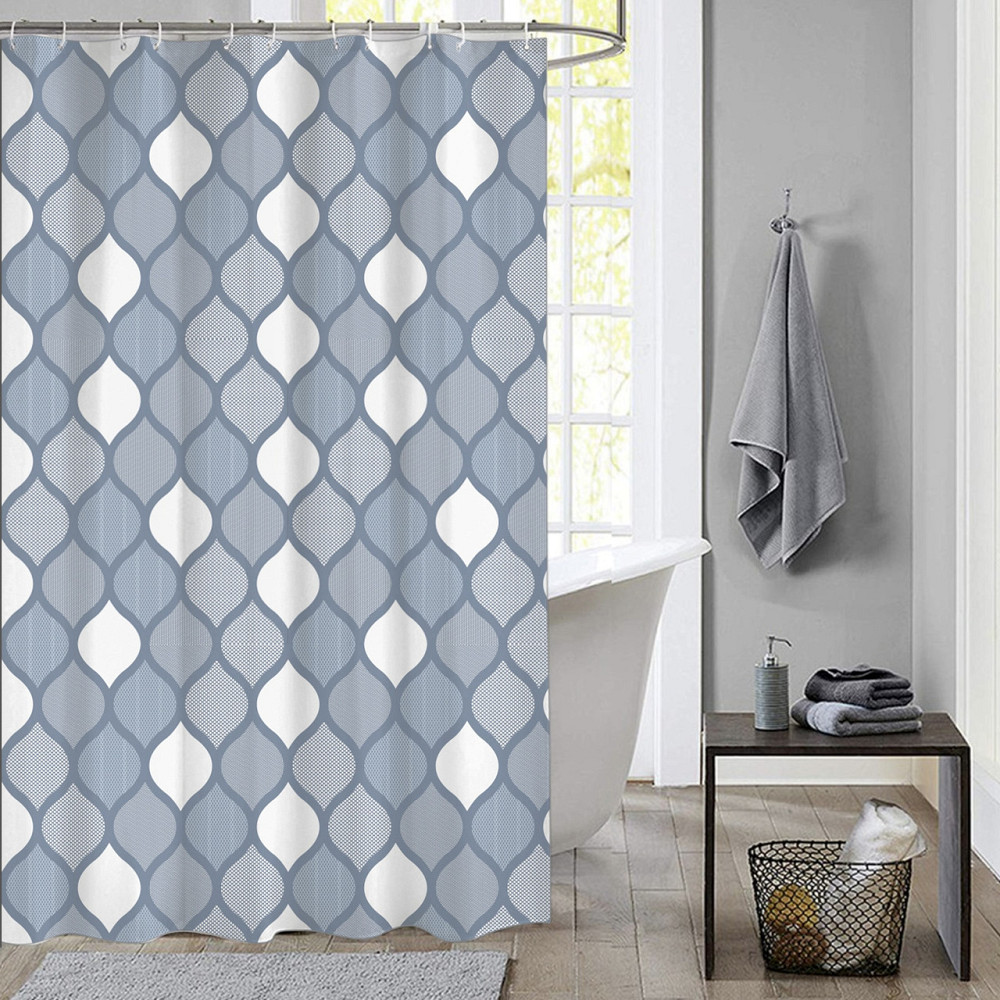 Шторка для ванной и душа с кольцами 180x180 см водоотталкивающая, шторка для ванной и душевой с крючками,серо-голубая спринтом Каменец-Подольский - изображение 4