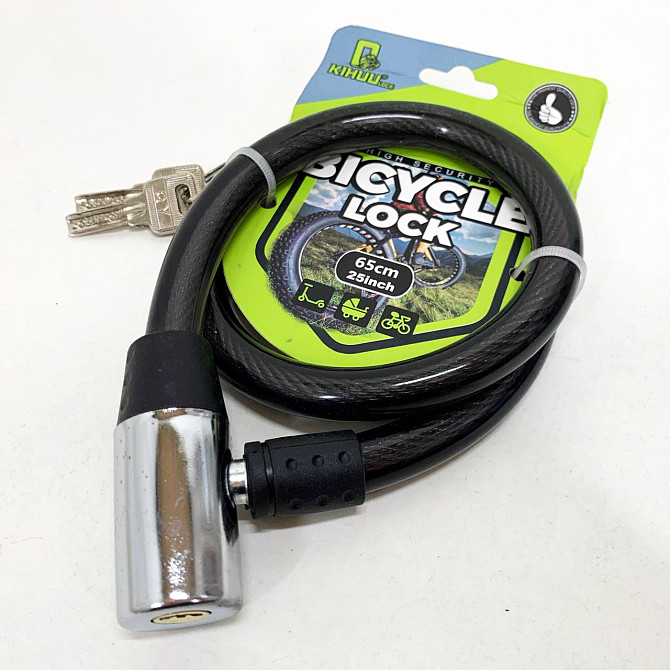 Замок велосипедный KIHUU LOCK 185, 15*65 тросовый, 2 ключа. Цвет: черный VW-89 Львов - изображение 2