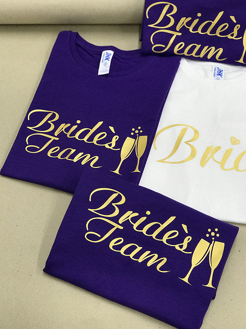 Футболки на девичник для невесты и подружек с надписями - 