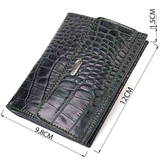 Красивый кошелек для женщин среднего размера из натуральной кожи с тиснением под крокодила CANPELLINI 21815 Зеленый Киев