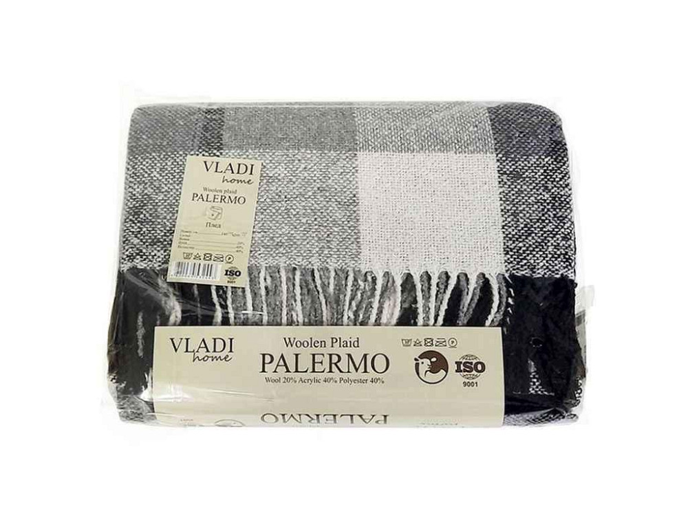 Плед 170*210см Palermo PICTOR білий-дим-св.антрацит ТМ VLADI Київ - фото 1