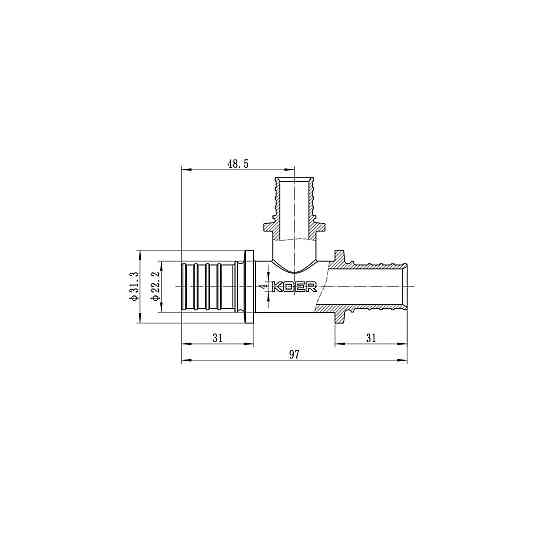 Трійник перехідний Koer KA.T25-20-25 - 25(3.5mm) x 20(2.8mm) x 25(3.5mm) (KR4892) Київ