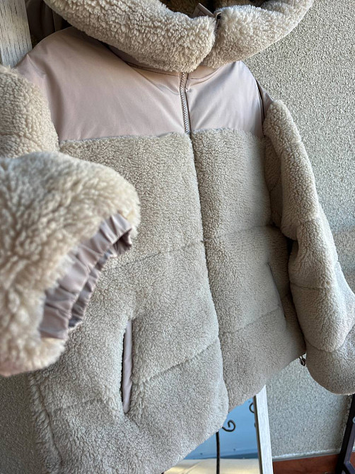 Куртка жіноча Lady Yep 9055 тедді комбінована штучне хутро оверсайз з капюшоном, бежевий, 44-48 Київ - фото 13