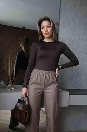 Прямые кожаные штаны на меху Choice 46-48, Мокко Киев