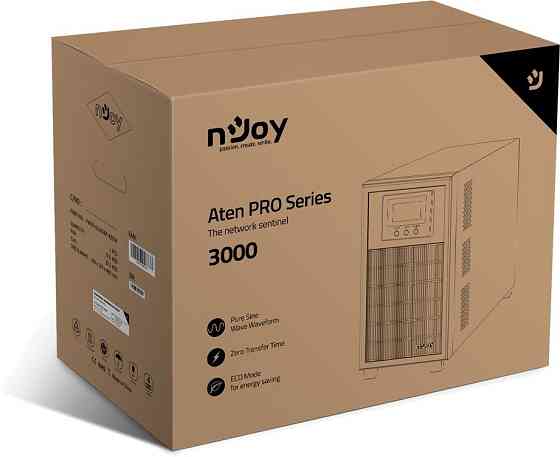 ДБЖ NJOY Aten Pro 3000 (PWUP-OL300AP-AZ01B), Online, 4 x Schuko, USB, LCD, метал Чорний Харьков