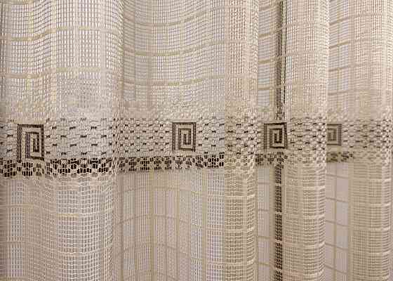 Тюль сетка VR-Textil Juli № 1151т Арка на кухню цвет какао с коричневым 250х150 см (53-0180) Киев