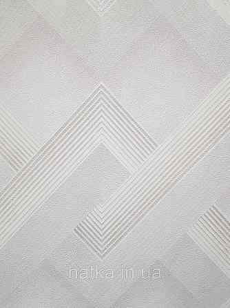 Шпалери вінілові на флізеліні Sintra Simmetria метрові геометрія фігури смуги білі сірі срібло 524527 Київ