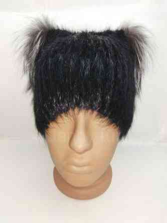 Шапка хутряна жіноча з вушками Беатріс Чорний Харків