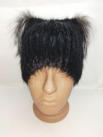 Шапка хутряна жіноча з вушками Беатріс Чорний Харків - фото 4