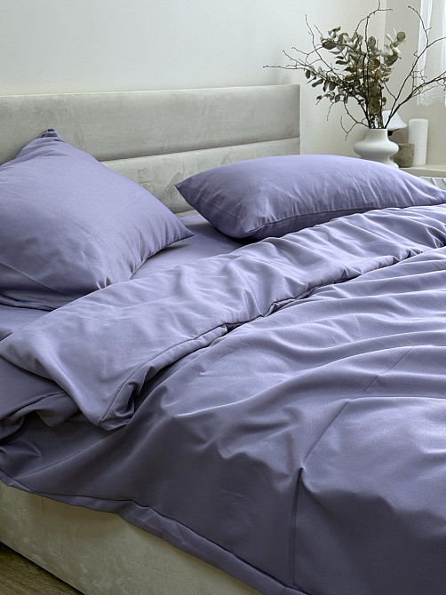 Ecotton Комплект постільної білизни Ecotton полуторний 150х215 см однотонний фіолетовий Nid Pur Коломия - фото 1