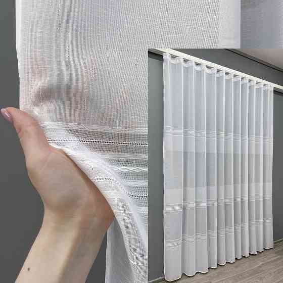 Тюль VR-Textil 1430т Мережка Лен Белый 300х250 см (42-0258) Киев