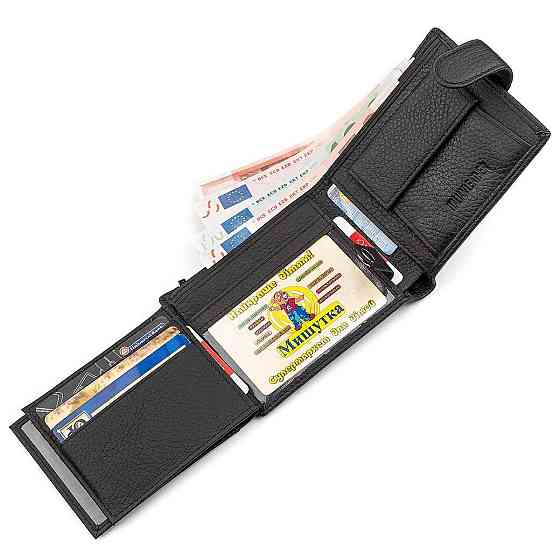 Чоловічий гаманець ST Leather 18334 (ST102) натуральна шкіра Чорний Київ