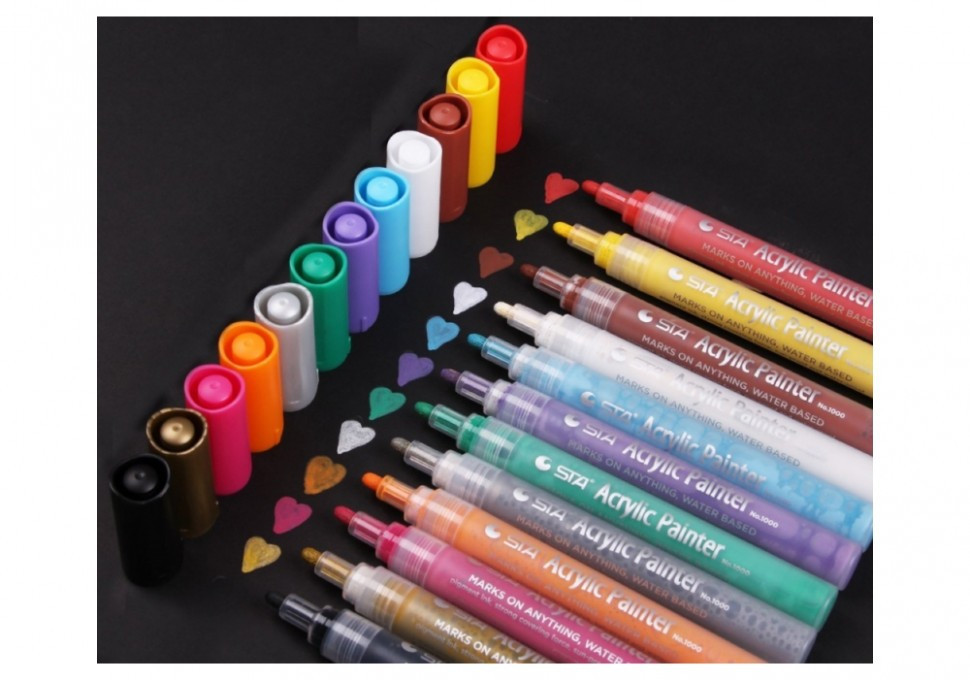 Акрилові маркери для малювання 24 шт для посуду, полотна, дерева, Набір кольорових маркерів по тканині, склу Кам'янець-Подільський - фото 6