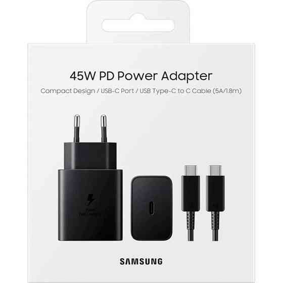 Мережевий зарядний пристрій Samsung EP-T4511XBEGEU Black, 45 W + кабель USB Type-C Чорний Харьков