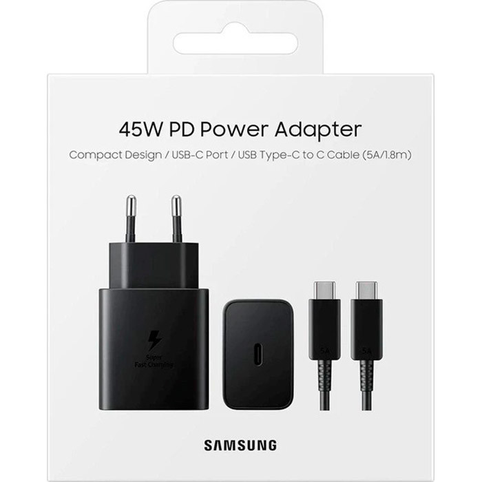 Мережевий зарядний пристрій Samsung EP-T4511XBEGEU Black, 45 W + кабель USB Type-C Чорний Харьков - изображение 4