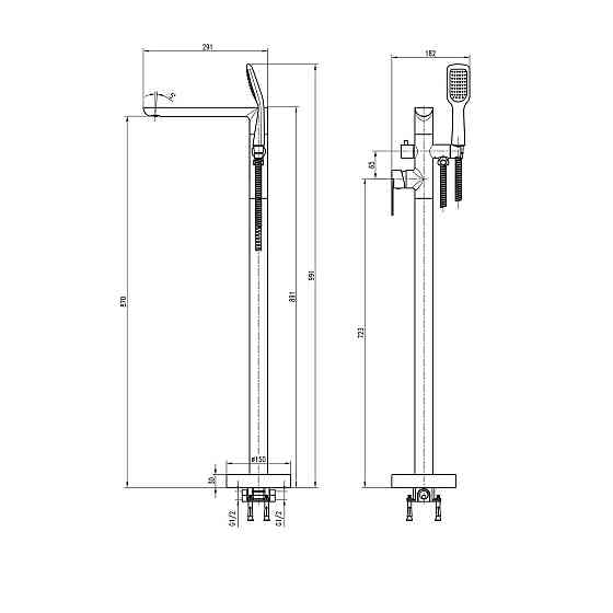 Смеситель для ванны TOPAZ BARTS TB 07113-H36 (000019561) Киев