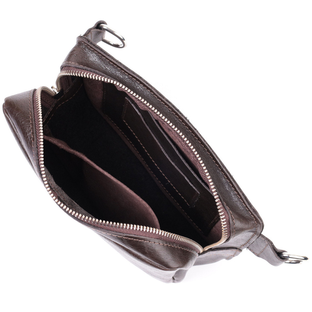 Прямоугольная сумка бананка из качественной натуральной кожи GRANDE PELLE 22575 Коричневый Киев - изображение 10