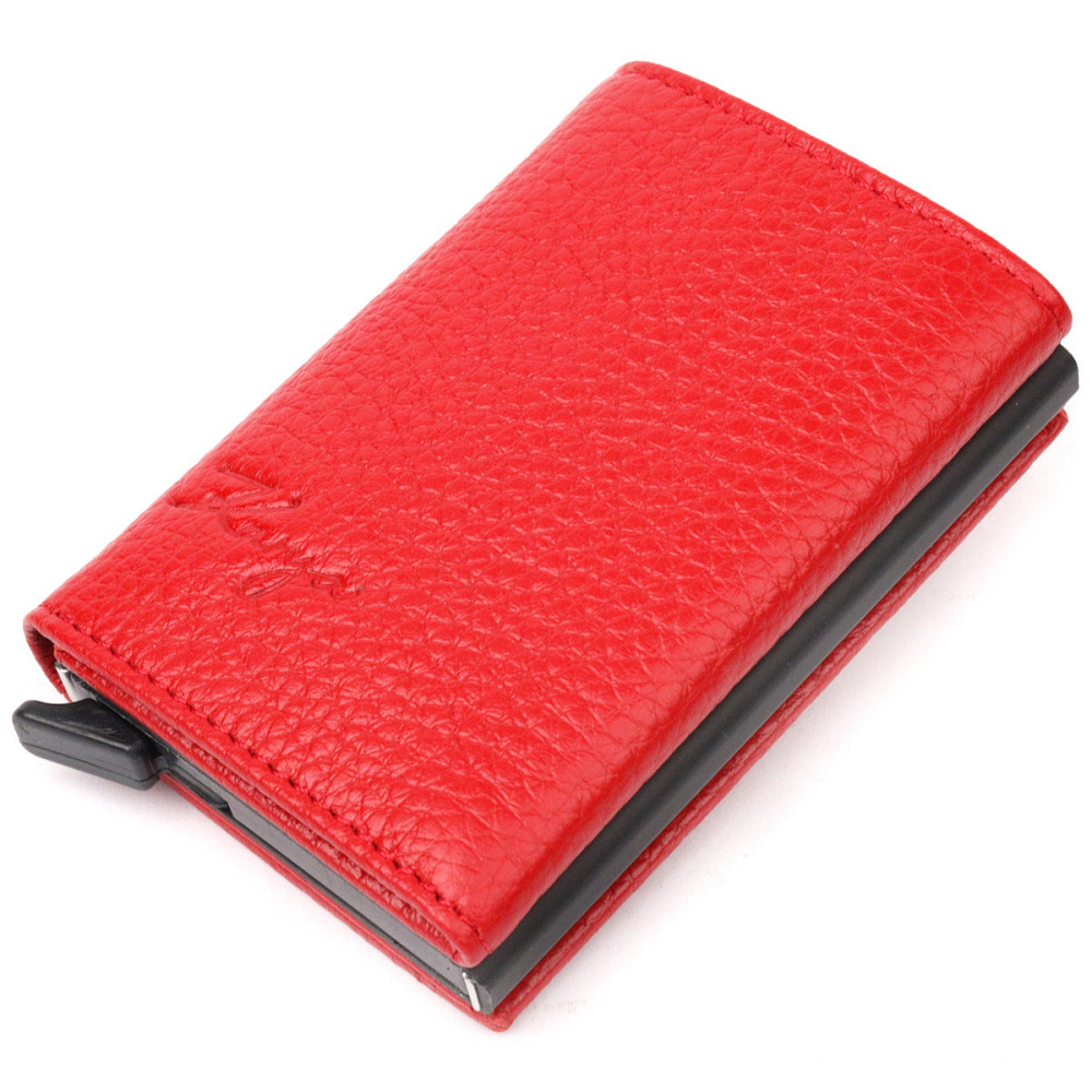 Візитниця з натуральної зернистої шкіри Червоний (KARYA) Київ - фото 5