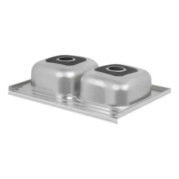 Кухонная мойка накладная на две чаши WEZER 8060 (08) Satin (0.8 мм) Киев - изображение 5