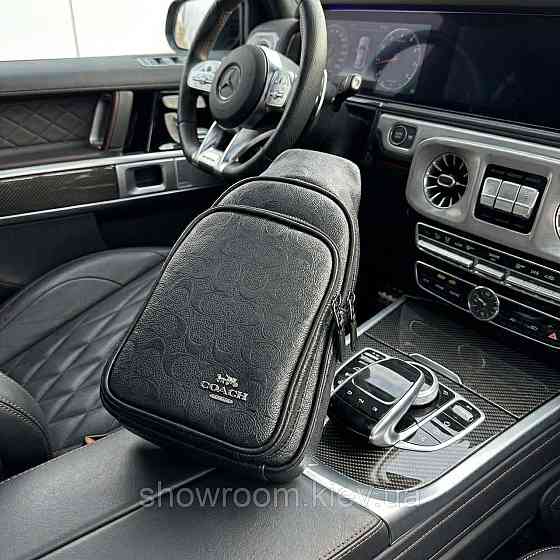 Мужская сумка на грудь (слинг), бананка Coach (77-2517) черная Киев