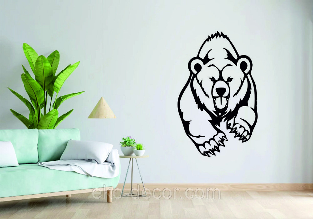 Декоративне настінне Панно «Ведмідь» Декор на стену 110*70 см, Чорний Київ - фото 3