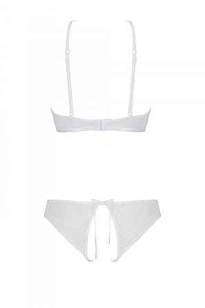 Комплект із бра, трусиків з ажурним декором та відкритим кроком Passion URSULA SET XXL/XXXL, white Sex Aura Київ