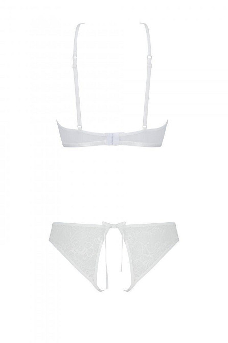 Комплект із бра, трусиків з ажурним декором та відкритим кроком Passion URSULA SET XXL/XXXL, white Sex Aura Київ - фото 5