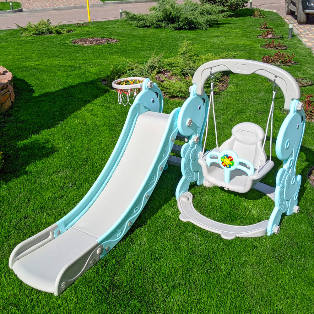 Детский игровой комплекс Bambi 3в1 горка качеля баскетбол (YG2020-2-4) для детей Киев - изображение 2