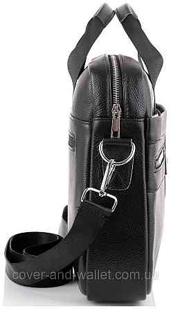 Офисная мужская сумка из натуральной кожи черного цвета ST Leather Киев