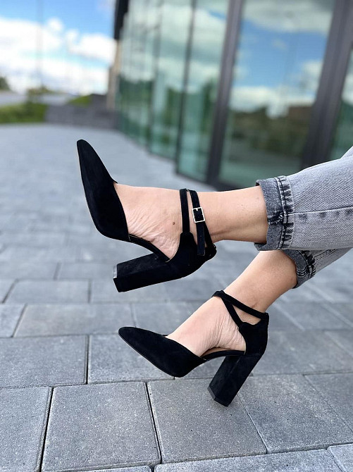 SANTINI Босоніжки жіночі чорні замшеві SANTINI 953589-21 літо, натуральна замша на підборах / С Коломыя - изображение 5