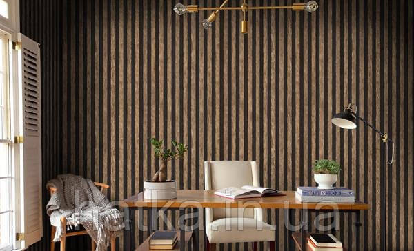 Шпалери вінілові на флізеліні AdaWall Omega1.06х10 смуги 3д під стінову панель чорні темно-коричневі 23211-4 Київ - фото 4