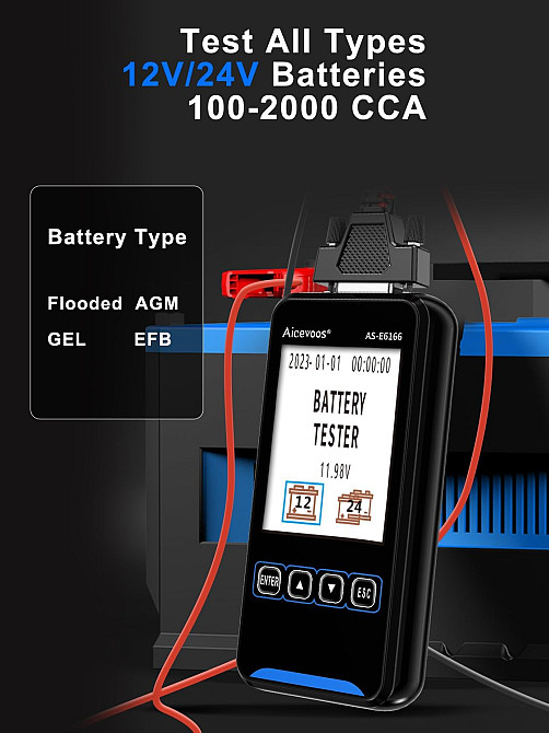 Тестер автомобільного акумулятора Aicevoos 12V 24V Луцьк - фото 2