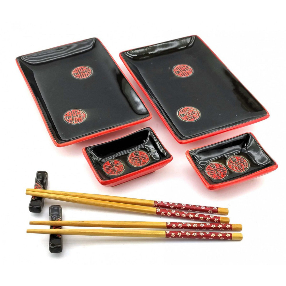 Тарелки для роллов и суши сервиз 2 персоны Иероглифы Киев - изображение 1