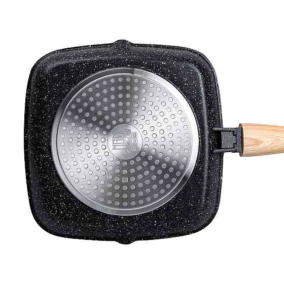 Чорна квадратна сковорода-гриль 24 см зі скляною кришкою Київ