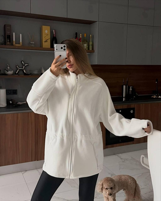 Жіноча повсякденна тепла кофта двосторонній поларфліс Молочний Одеса - фото 3