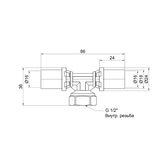 Трійник прес Icma 16х1/2"х16 ВР No408 Київ