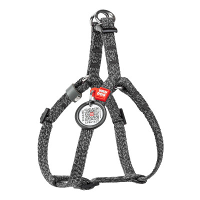 Шлея для котів WAUDOG Re-cotton з QR паспортом XS Ш 10 мм В=С: 28-40 см сіра (167011) Вінниця - фото 1