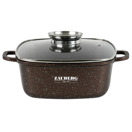 Каструля алюміній квадратна 2,7л скляна кришка а/п Marble індукційне дно 1220-CH Interos Житомир