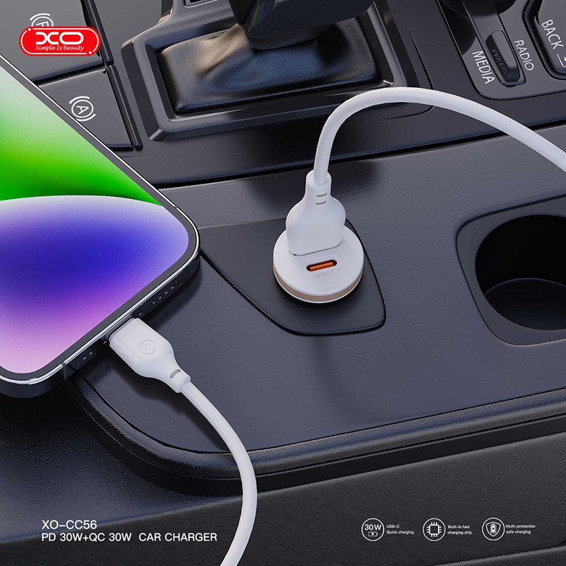 Автомобільний зарядний пристрій XO CC56 Plastic mini 30W білий Львів - фото 3