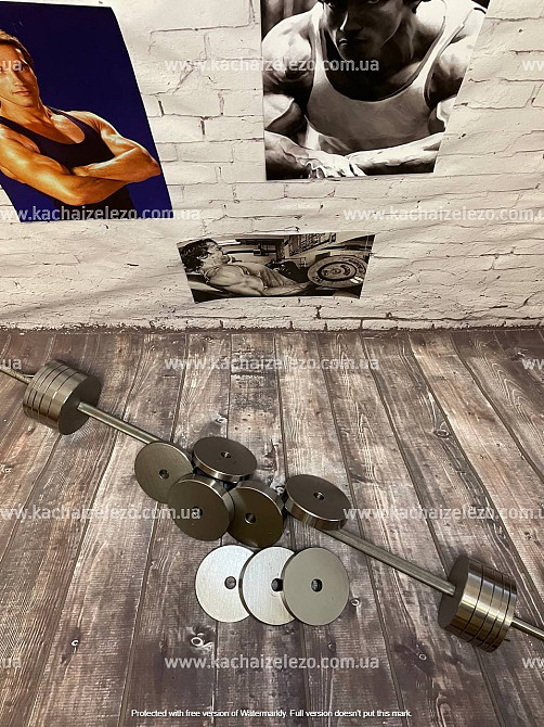 Набор 73 кг Штанга + W-образный гриф + Гантели наборные Гантели, гири, штанги и диски металлические блины Киев - изображение 5