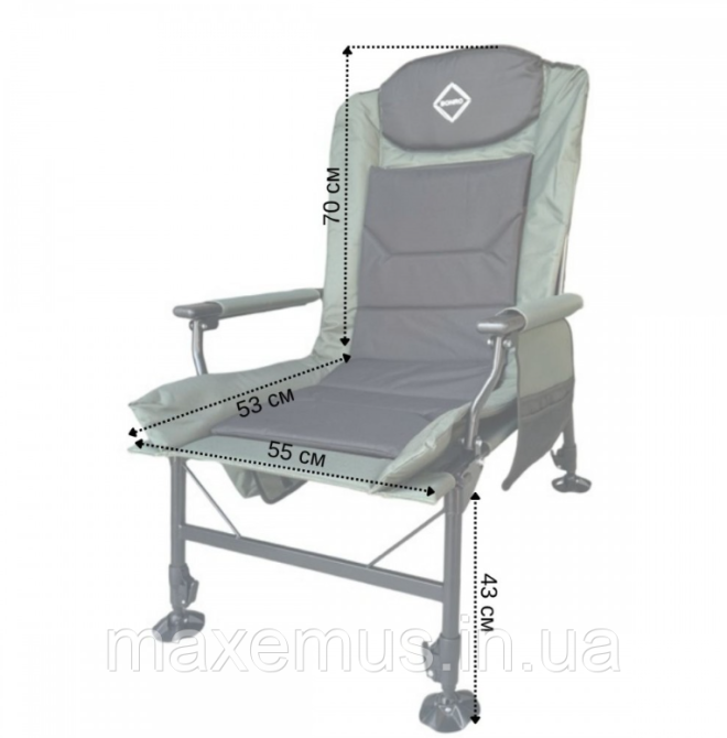 Карповое кресло раскладное для рыбалки Bonro B2 2 темно-зеленое (до 150 кг, спинка 180°) Мостиска - изображение 12